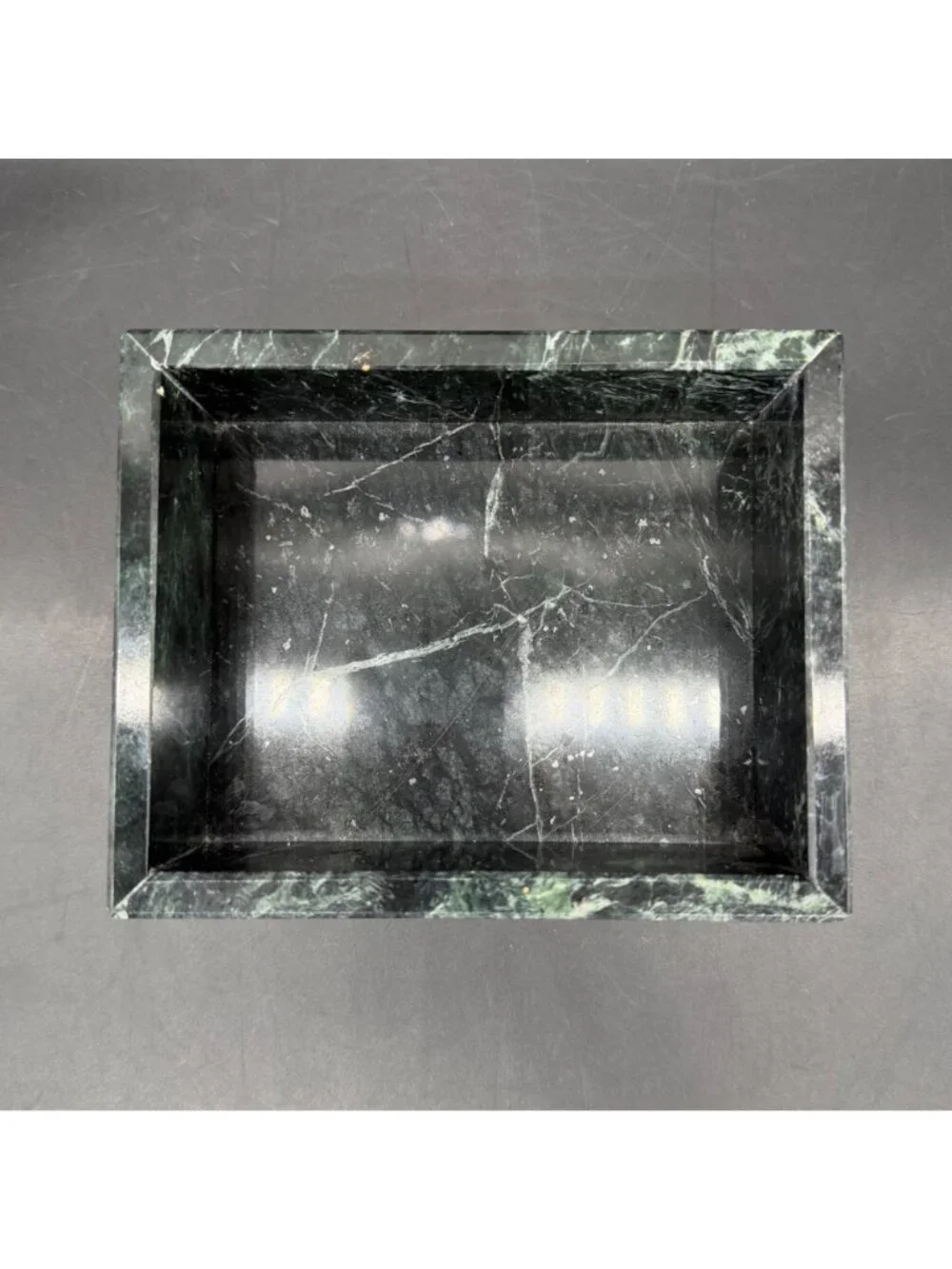Green Marble Tray Dish Vanity Home Decor 1990s Vintage Retro Jewelry Storage Box